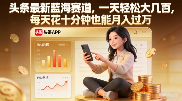 头条最新蓝海赛道,一天轻松大几张,每天花十分钟也能月入过1W【揭秘】-优品网赚资源库