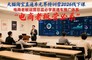 天猫淘宝直通车无界特训营2026线下课,电商老板运营总监必学直通车推广体系-优品网赚资源库