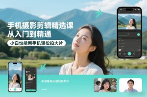 手机摄影剪辑精选课，从入门到精通，小白也能用手机轻松拍大片-优品网赚资源库