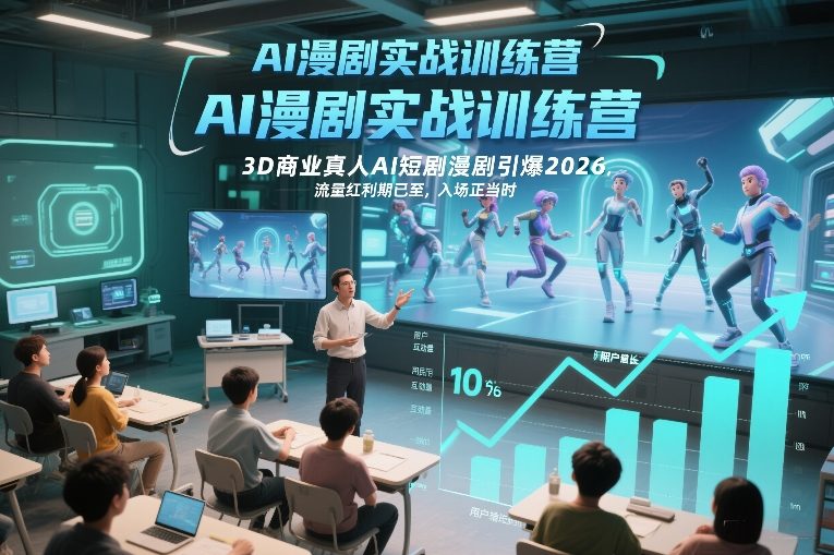 AI漫剧实战训练营,3D商业真人AI短剧漫剧引爆2026,流量红利期已至,入场正当时-优品网赚资源库