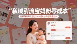 私域引流宝妈粉零成本流程简单月入超过1W+适合小白想做副业的-优品网赚资源库