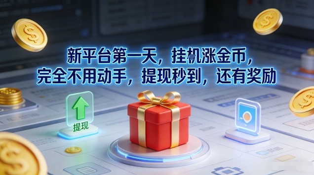 新平台第一天,挂G涨金币,完全不用动手,提现秒到,还有奖励【揭秘】-优品网赚资源库