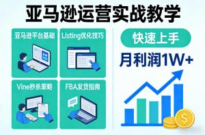 亚马逊运营实战教学，亚马逊平台+Listing优化+Vine秒杀+FBA发货等，快速上手，实现店铺月利润1W-优品网赚资源库