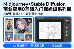 AIGC商业应用Midjourney+Stable Diffusion教程,0基础入门保姆级系列课-优品网赚资源库