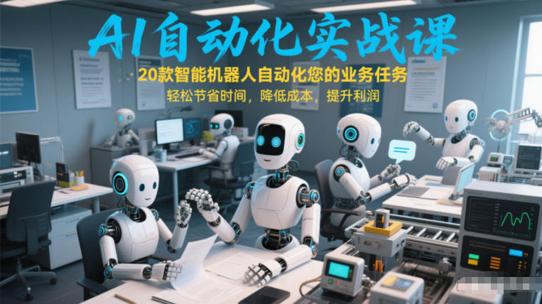 AI自动化实战课:20款智能机器人自动化您的业务任务,轻松节省时间,降低成本,提升利润-优品网赚资源库