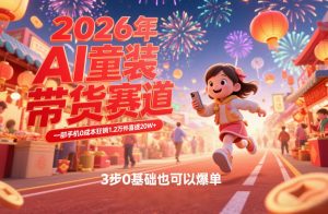 AI童装新春带货赛道,一部手机0成本狂销1.2万件喜提20W+,3步0基础也可以爆单-优品网赚资源库