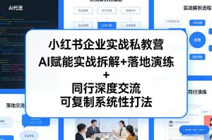 小红书企业实战私教营,AI赋能实战拆解+落地演练+同行深度交流,可复制系统性打法-优品网赚资源库