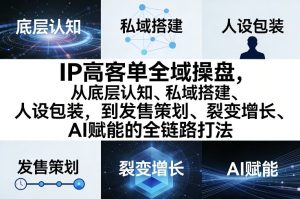IP高客单全域操盘，从底层认知、私域搭建、人设包装，到发售策划、裂变增长、AI赋能的全链路打法-优品网赚资源库