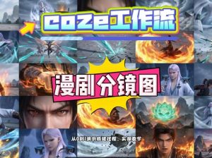 通过Coze工作流，制作《动漫分镜图》，两分钟制作完成25宫格分镜图，从0到1演示搭建过程，实操教学-优品网赚资源库