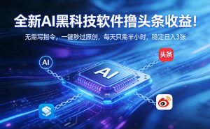 全新AI黑科技软件撸头条收益！无需写指令，一键秒过原创，每天只需半小时，稳定日入3张【揭秘】-优品网赚资源库
