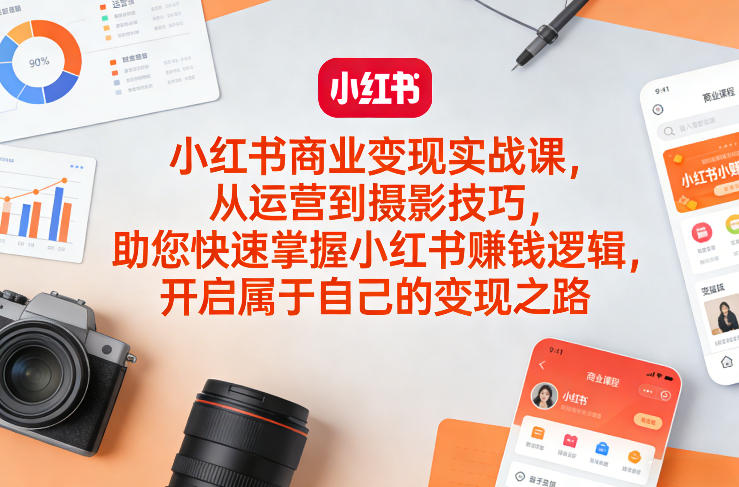 小红书商业变现实战课，从运营到摄影技巧，助您快速掌握小红书賺钱逻辑，开启属于自己的变现之路-优品网赚资源库