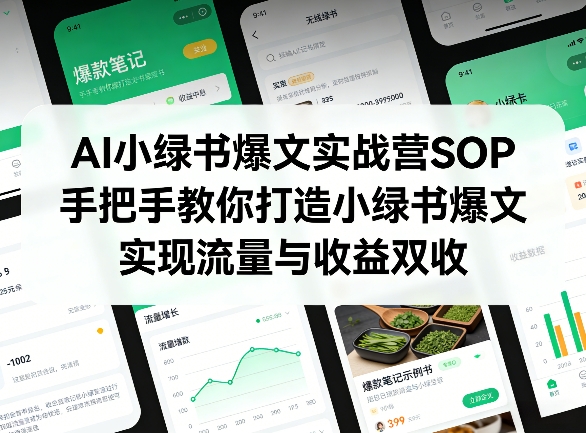 AI小绿书爆文实战营SOP，手把手教你打造小绿书爆文，实现流量与收益双收-优品网赚资源库