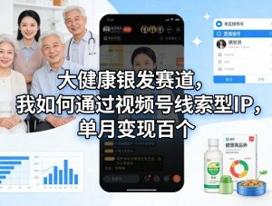 大健康银发赛道，我如何通过视频号线索型IP，单月变现百个-优品网赚资源库