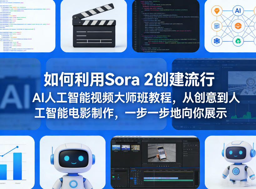 如何利用Sora 2创建流行AI人工智能视频大师班教程，从创意到人工智能电影制作，一步一步地向你展示-优品网赚资源库