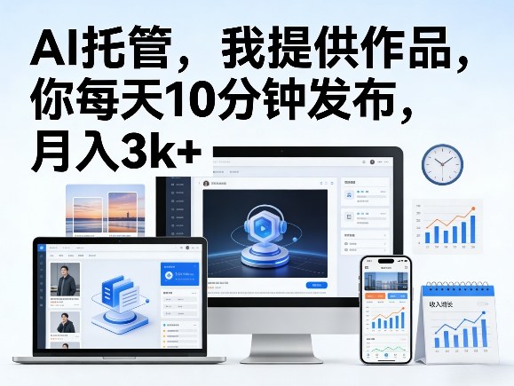 公众号AI托管，我提供作品，你每天10分钟发布，月入3k+【揭秘】-优品网赚资源库