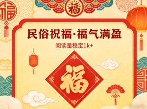 公众号流量主之民俗祝福赛道，选题不愁，结构固定，阅读稳定1w+-优品网赚资源库