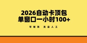 2026自动卡顶包玩法,单窗口一小时100+,可矩阵操作,无需人工【揭秘】-优品网赚资源库