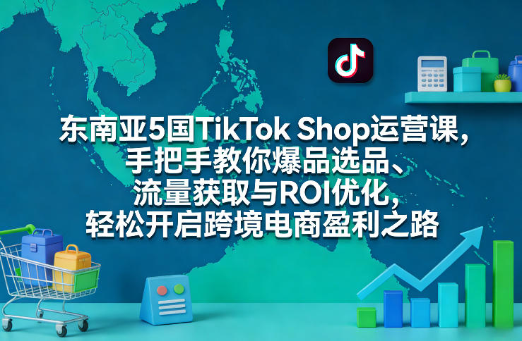 东南亚5国TikTok Shop运营课，手把手教你爆品选品、流量获取与ROI优化，轻松开启跨境电商盈利之路-优品网赚资源库