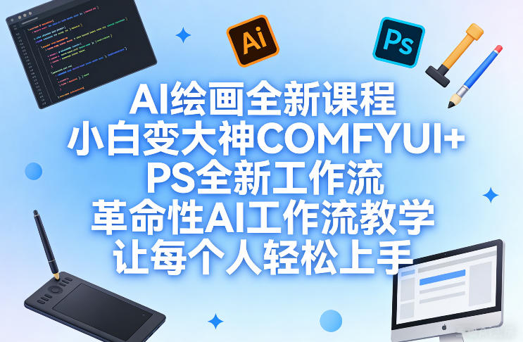 AI绘画全新课程，小白变大神COMFYUI+PS全新工作流，革命性AI工作流教学，让每个人轻松上手-优品网赚资源库