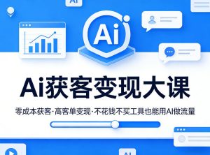 Ai获客变现大课，零成本获客，高客单变现，不花钱不买工具也能用AI做流量-优品网赚资源库