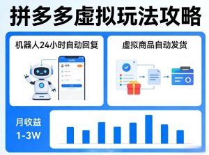 没人告诉你的拼多多虚拟玩法,机器人回复+发货,月搞1-3W【揭秘】-优品网赚资源库