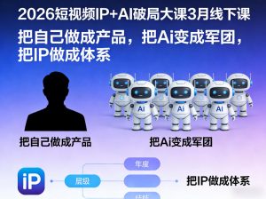2026短视频IP+AI破局大课3月线下课,把自己做成产品,把Ai变成军团,把IP做成体系-优品网赚资源库