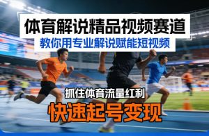 体育解说精品视频赛道,教你用专业解说赋能短视频,抓住体育流量红利,快速起号变现-优品网赚资源库