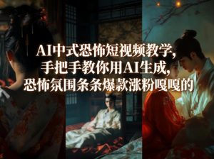 AI中式恐怖短视频教学，手把手教你用AI生成，恐怖氛围条条爆款涨粉嘎嘎的-优品网赚资源库