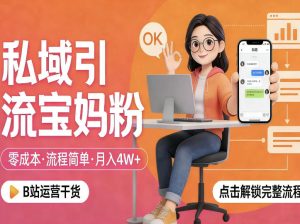 私域引流宝妈粉，零成本流程简单，手把手教你精准获客，月入1W＋-优品网赚资源库