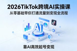 2026TikTok跨境AI实操课,从零基础带你打通流量到变现全流程,靠AI高效起号变现-优品网赚资源库