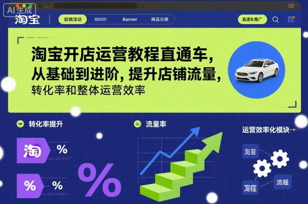 淘宝开店运营教程直通车，从基础到进阶，提升店铺流量，转化率和整体运营效率（更新26年3月）-优品网赚资源库