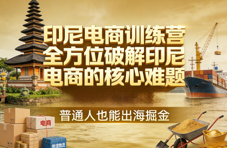印尼电商训练营，全方位破解印尼电商的核心难题，普通人也能出海掘金-优品网赚资源库