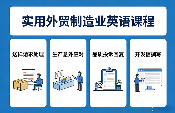 实用外贸制造业英语课程，教你专业处理送样请求、应对生产意外、回复品质投诉、撰写开发信等-优品网赚资源库