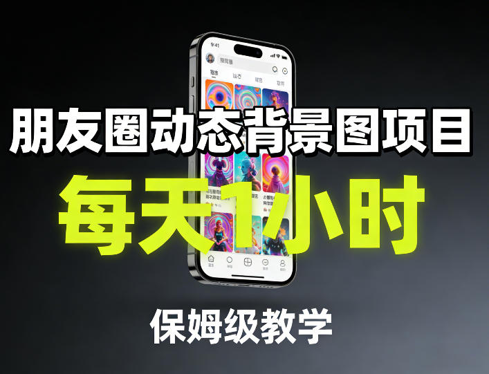 朋友圈动态背景图项目，每天1小时，保姆级教学-优品网赚资源库
