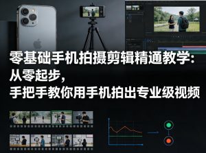 零基础手机拍摄剪辑精通教学:从零起步,手把手教你用手机拍出专业级视频-优品网赚资源库