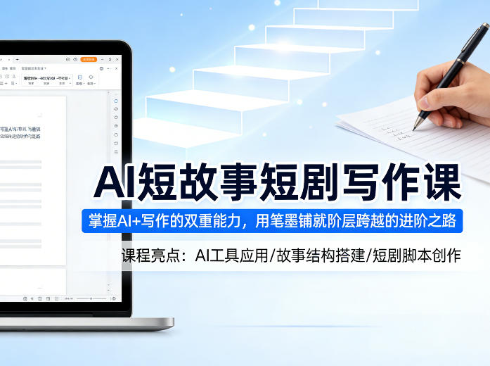 AI短故事短剧写作课，掌握AI+写作的双重能力，用笔墨铺就阶层跨越的进阶之路-优品网赚资源库