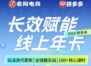 拼多多线上SVIP线上年卡，从认知到基础、从推广到活动、从活动到玩法，全链路实战（26年4月6日更新）-优品网赚资源库