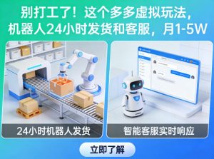 别打工了!这个多多虚拟玩法,机器人24小时发货和客服,月1-5W【揭秘】-优品网赚资源库