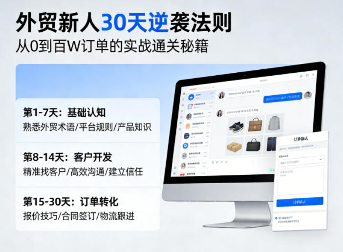 外贸新人30天逆袭法则，教你从0到百W订单的实战通关秘籍-优品网赚资源库