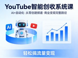 YouTube智能创收系统课,AI+自动化,从零创建YouTube频道并实现商业变现的完整路径,轻松搞流量变现-优品网赚资源库