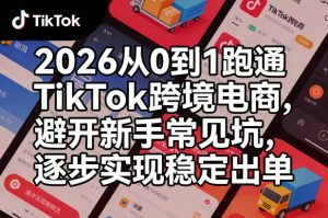 2026从0到1跑通TikTok跨境电商，避开新手常见坑，逐步实现稳定出单-优品网赚资源库