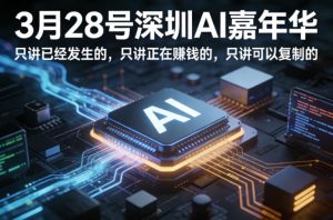 3月28号深圳AI嘉年华，只讲已经发生的，只讲正在賺钱的，只讲可以复制的-优品网赚资源库