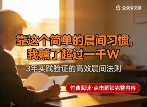 某公众号付费文章：靠这个简单的晨间习惯，我賺了超过一千W-优品网赚资源库