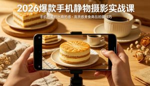 2026爆款手机静物摄影实战课，手机也能拍出商拍感，学会拍出高质感美食商品-优品网赚资源库