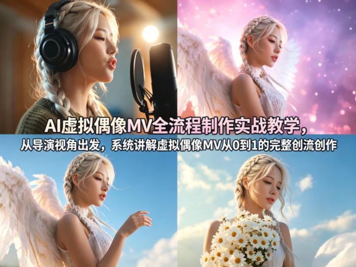 AI虚拟偶像MV全流程制作实战教学，从导演视角出发，系统讲解虚拟偶像MV从0到1的完整创作流程-优品网赚资源库