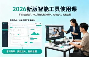 2026新版智能工具使用课,零基础也能学,用AI工具替代复杂操作,高效出片、轻松出圈-优品网赚资源库