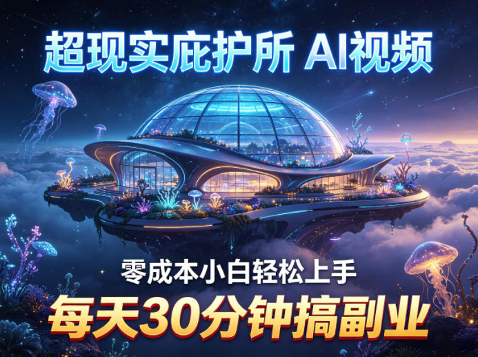 超现实庇护所AI视频项目拆解，零成本小白轻松上手，每天30分钟搞副业-优品网赚资源库