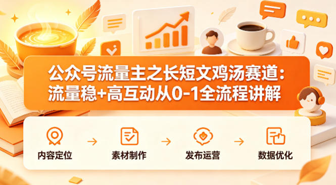 公众号流量主之长短文鸡汤赛道，流量稳+高互动，从0-1全流程讲解-优品网赚资源库