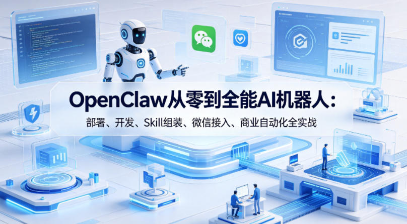 OpenClaw从零到全能AI机器人：部署、开发、Skill组装、微信接入、商业自动化全实战-优品网赚资源库