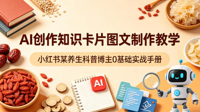 AI创作知识卡片图文制作教学，小红书某养生科普博主0基础实战手册-优品网赚资源库
